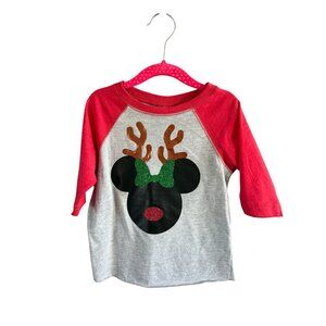 Rabbit Skin Christmas Mickey Quarter Sleeved Tee Gray Size 3T